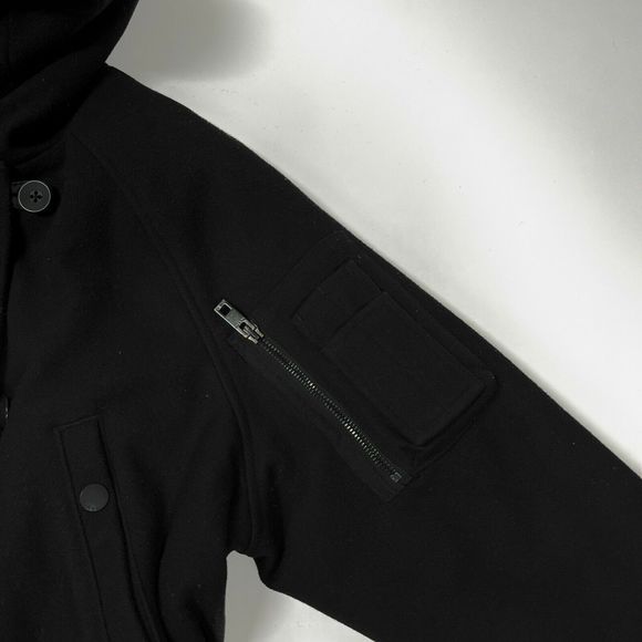 rag & bone Wool Coat 2 Black Hood Long Winter Womens Quilted Warm Parka Hooded - Picture 6 of 12